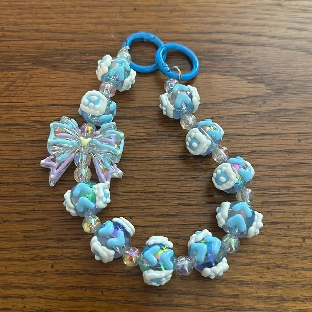 Beaded charm keychain
